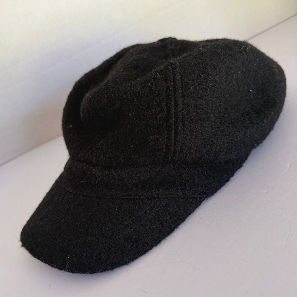 Nine West, Black Tweed Newsboy Cap Hat, Y2K
